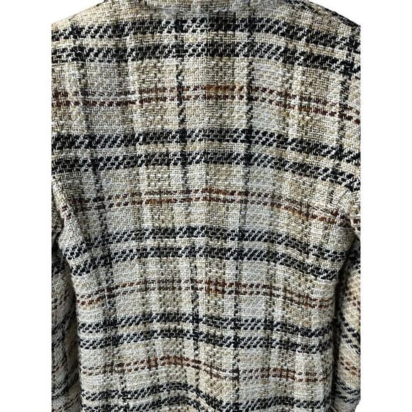 ZARA WOMAN DOUBLE-BREASTED TEXTURED CHECK BLAZER SAND BLACK 2075/299 FW20 Large - Picture 8 of 14